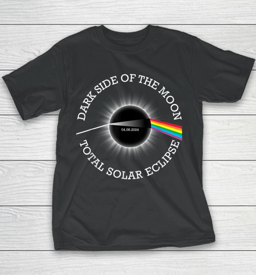 Total Solar Eclipse 04 08 24 Rainbow Totality Dark Side Moon Youth T-Shirt