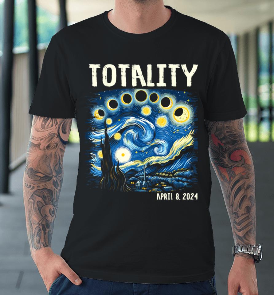 Total Solar Eclipse 2024 4.08.24 Starry Night Painting Premium T-Shirt