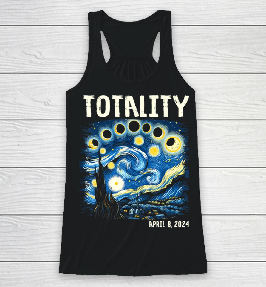 Total Solar Eclipse 2024 4.08.24 Starry Night Painting Racerback Tank