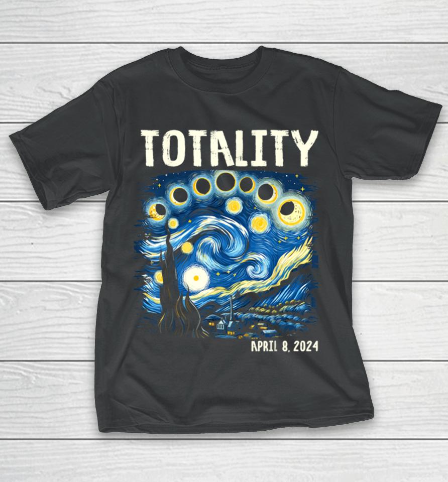 Total Solar Eclipse 2024 4.08.24 Starry Night Painting T-Shirt
