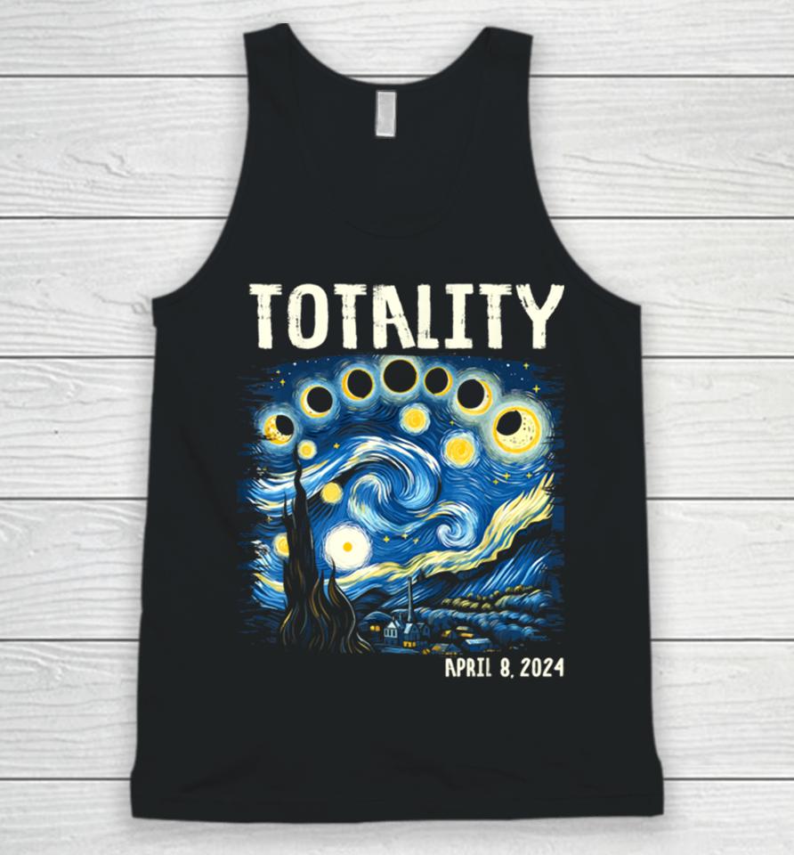Total Solar Eclipse 2024 4.08.24 Starry Night Painting Unisex Tank Top
