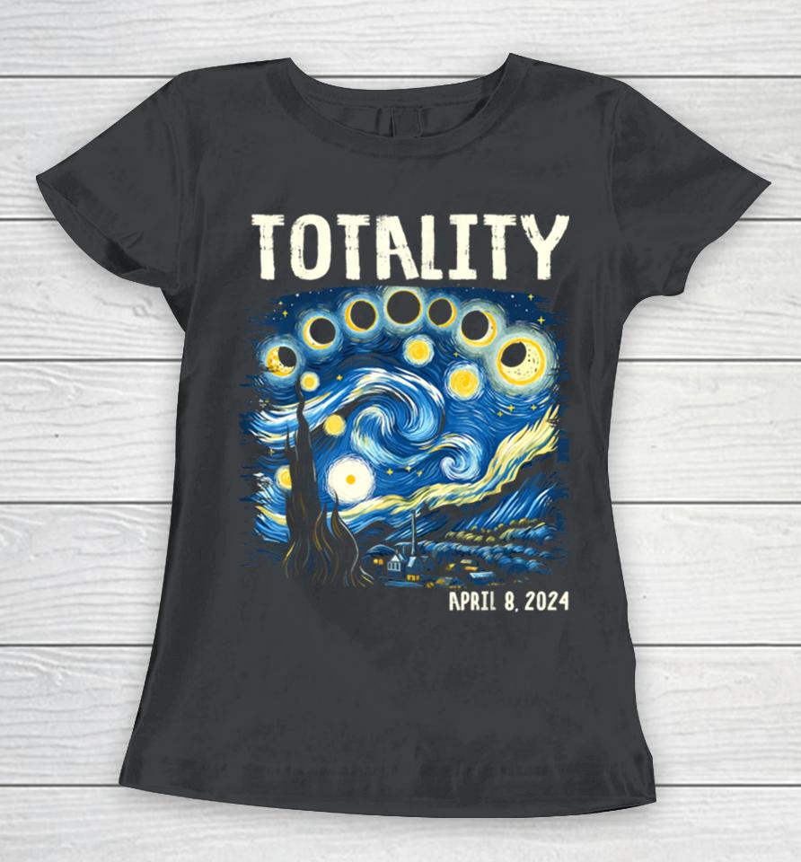 Total Solar Eclipse 2024 4.08.24 Starry Night Painting Women T-Shirt