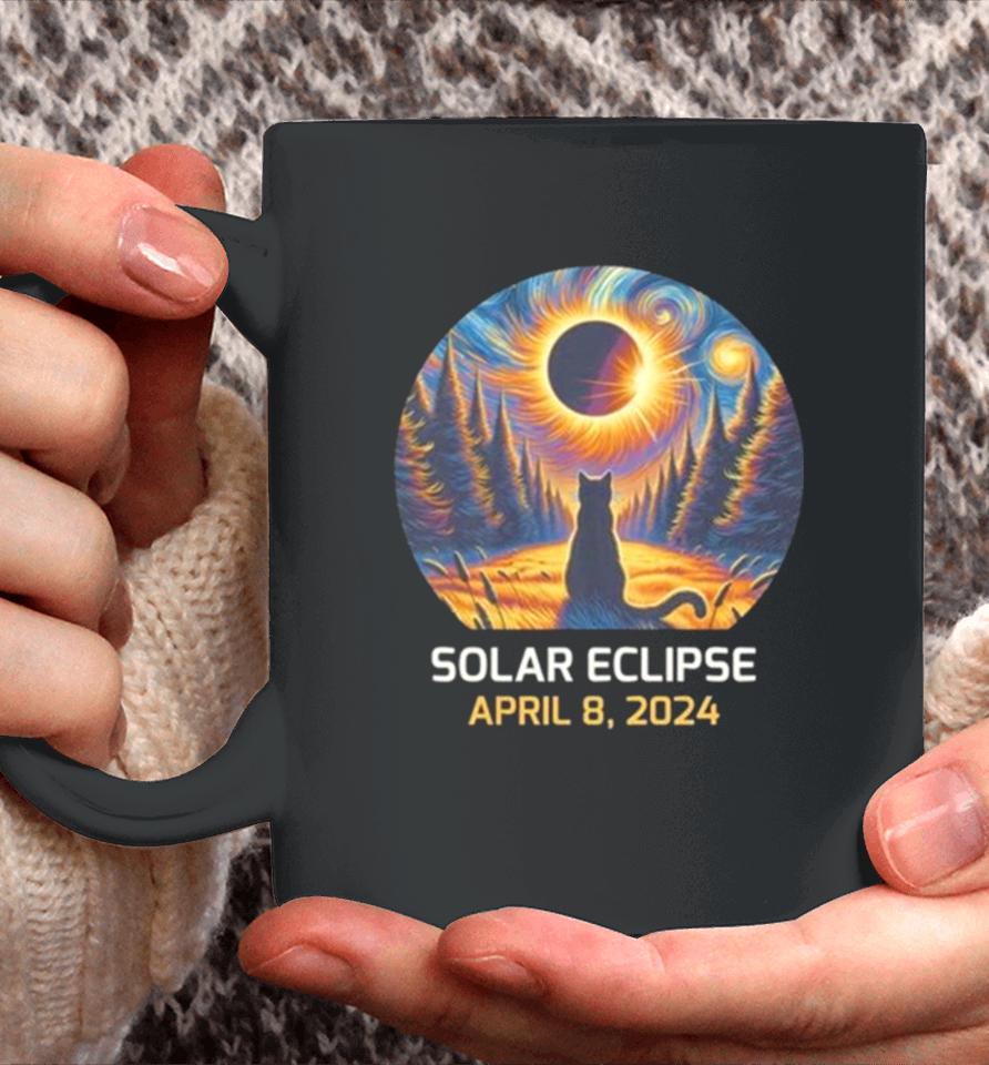 Total Solar Eclipse 2024 Astronaut Moon Painting Black Cat Eclipse Viewing Souvenir Coffee Mug