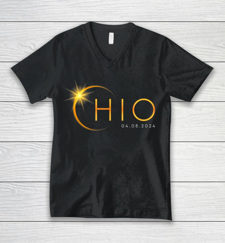 Total Solar Eclipse 2024 State Ohio Totality April 8 2024 Unisex V-Neck T-Shirt
