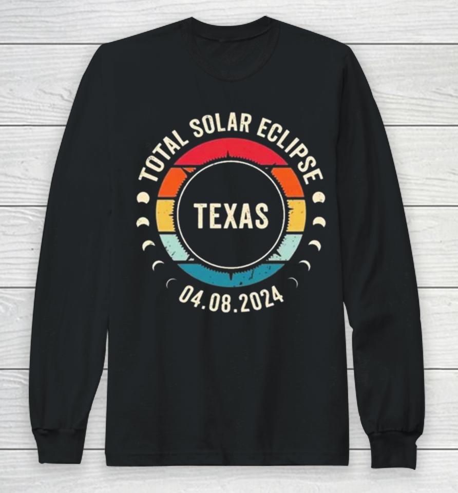 Total Solar Eclipse 2024 Texas Sun Moon Totality 4.8.2024 Great American Vintage Long Sleeve T-Shirt