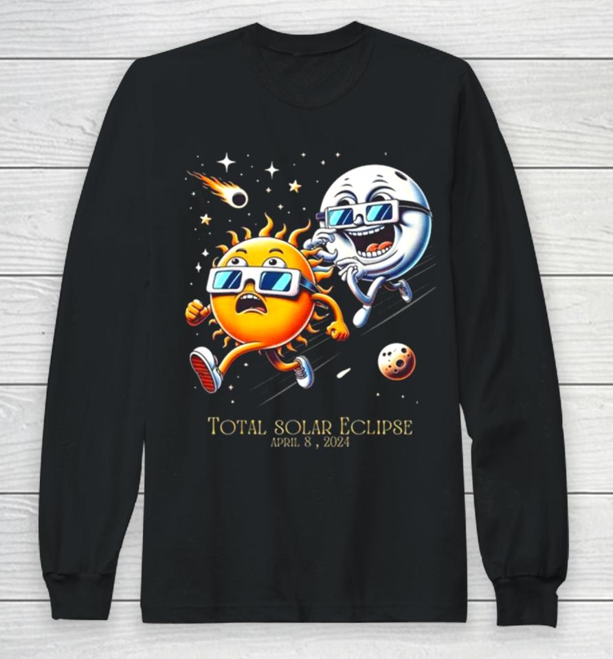 Total Solar Eclipse 8 4 2024 Sun Flees Moon Eclipse Chase Long Sleeve T-Shirt