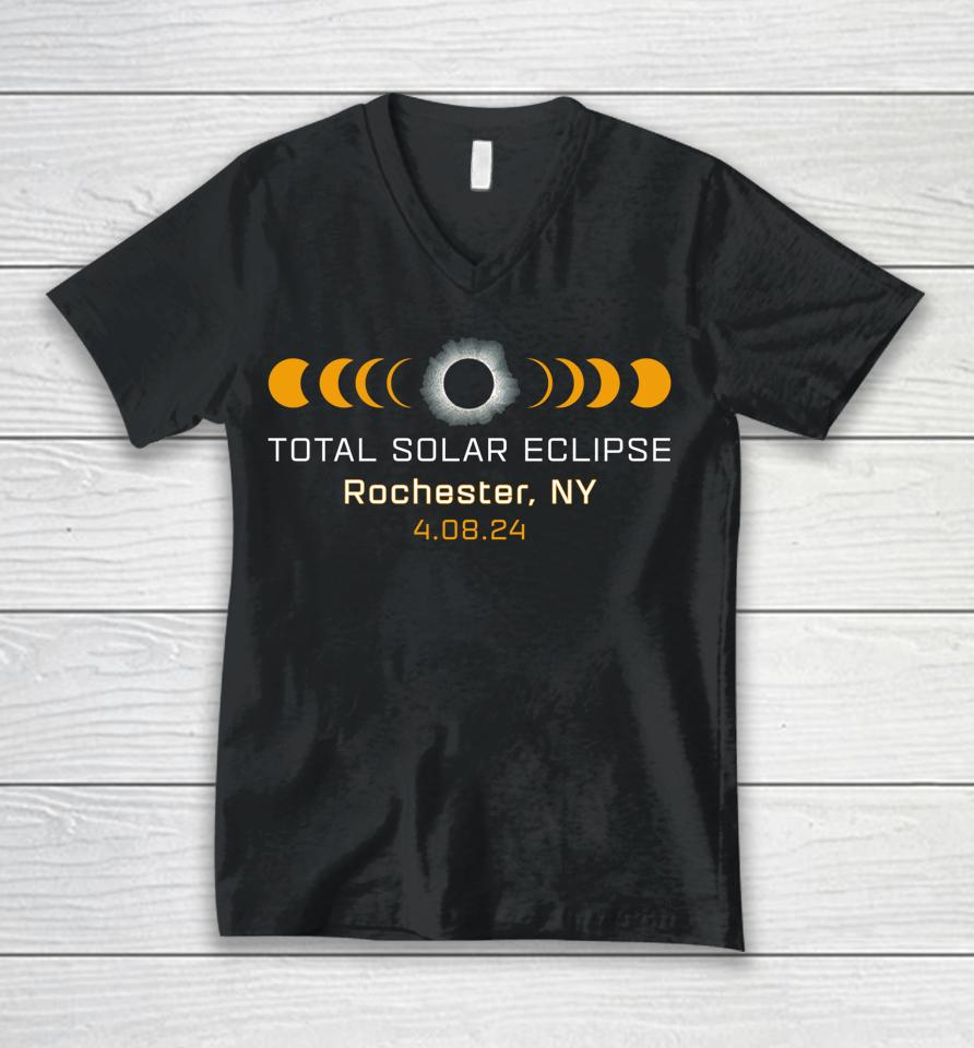 Totality Path 2024 Rochester Ny New York Total Eclipse Unisex V-Neck T-Shirt