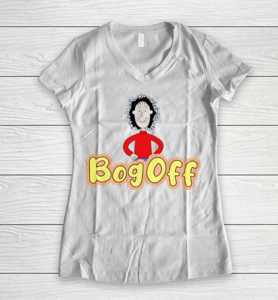Tracy Beaker Funny Logo Bog Off Women V-Neck T-Shirt