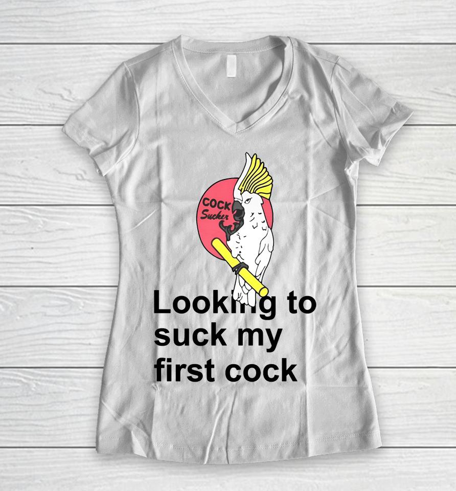 Translatedtees Looking To Suck My First Cock Women V-Neck T-Shirt