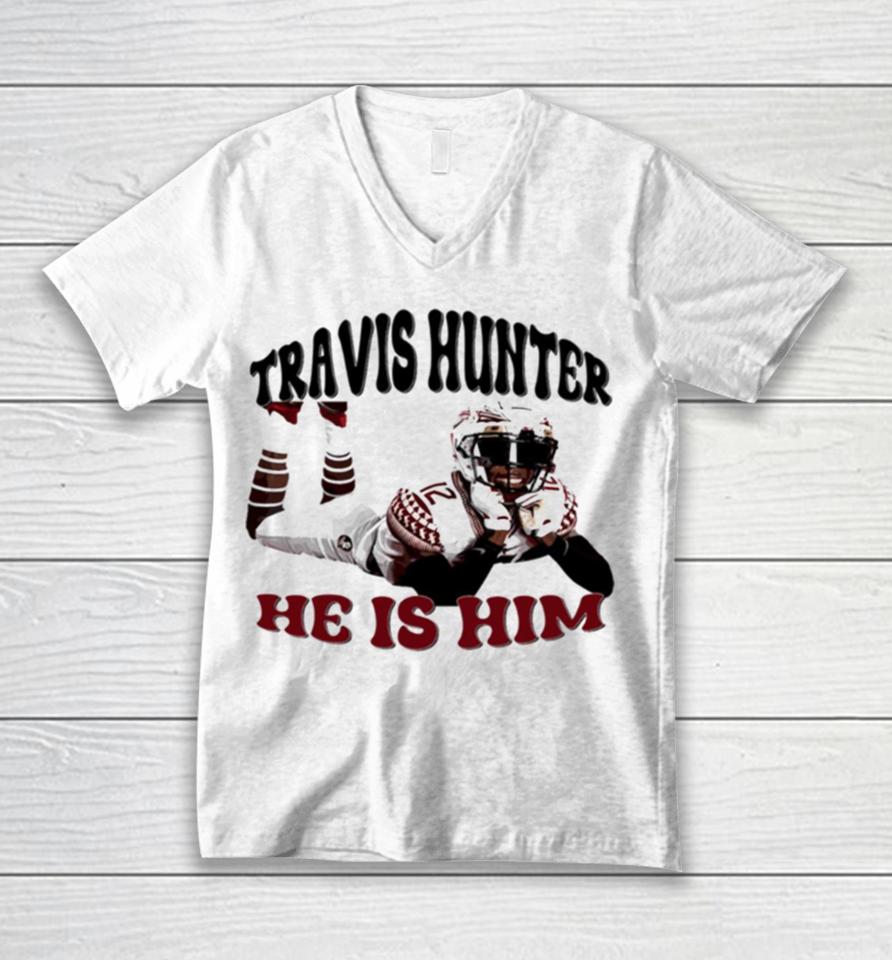 Travis Hunter He Is Him Travis Lovers Unisex V-Neck T-Shirt