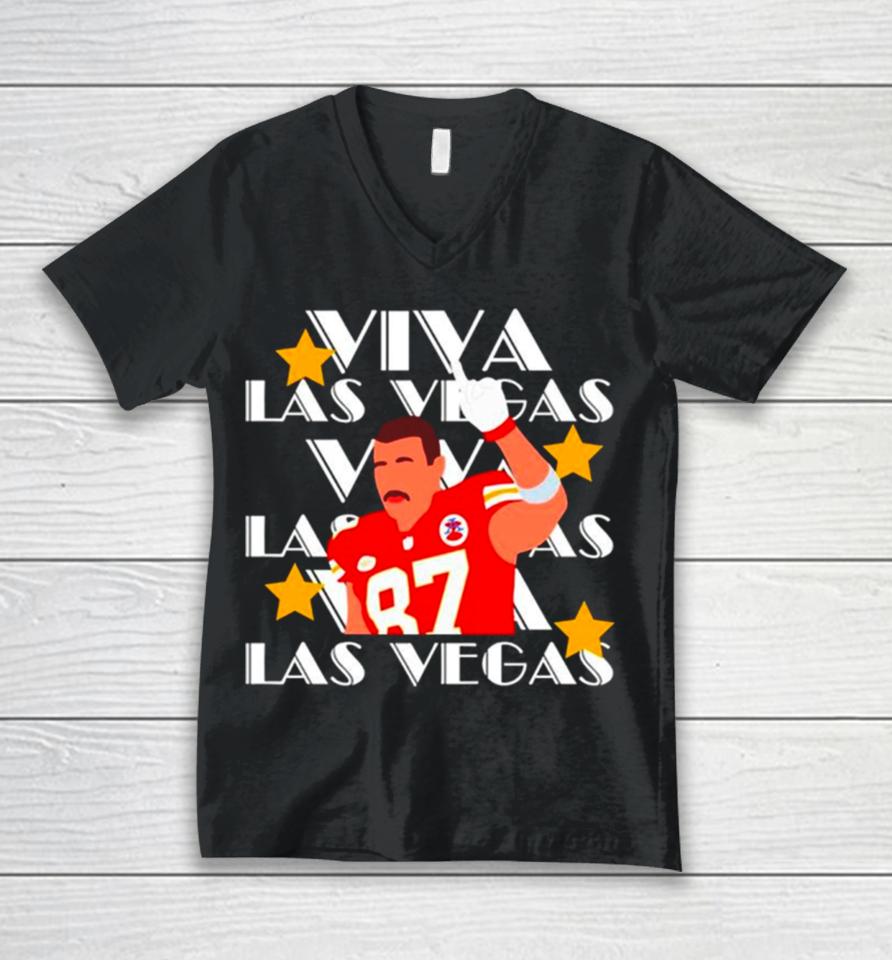 Travis Kelce Viva Las Vegas Kansas City Chiefs Unisex V-Neck T-Shirt