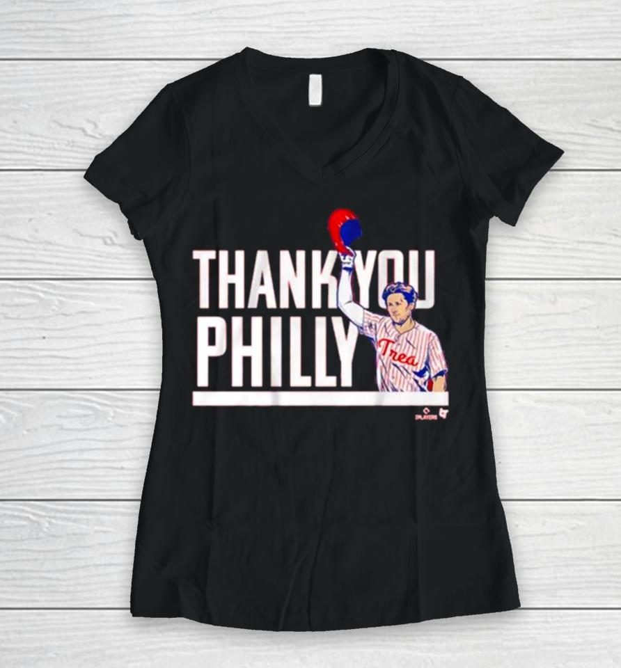 Trea Turner Thank You Philly Women V-Neck T-Shirt