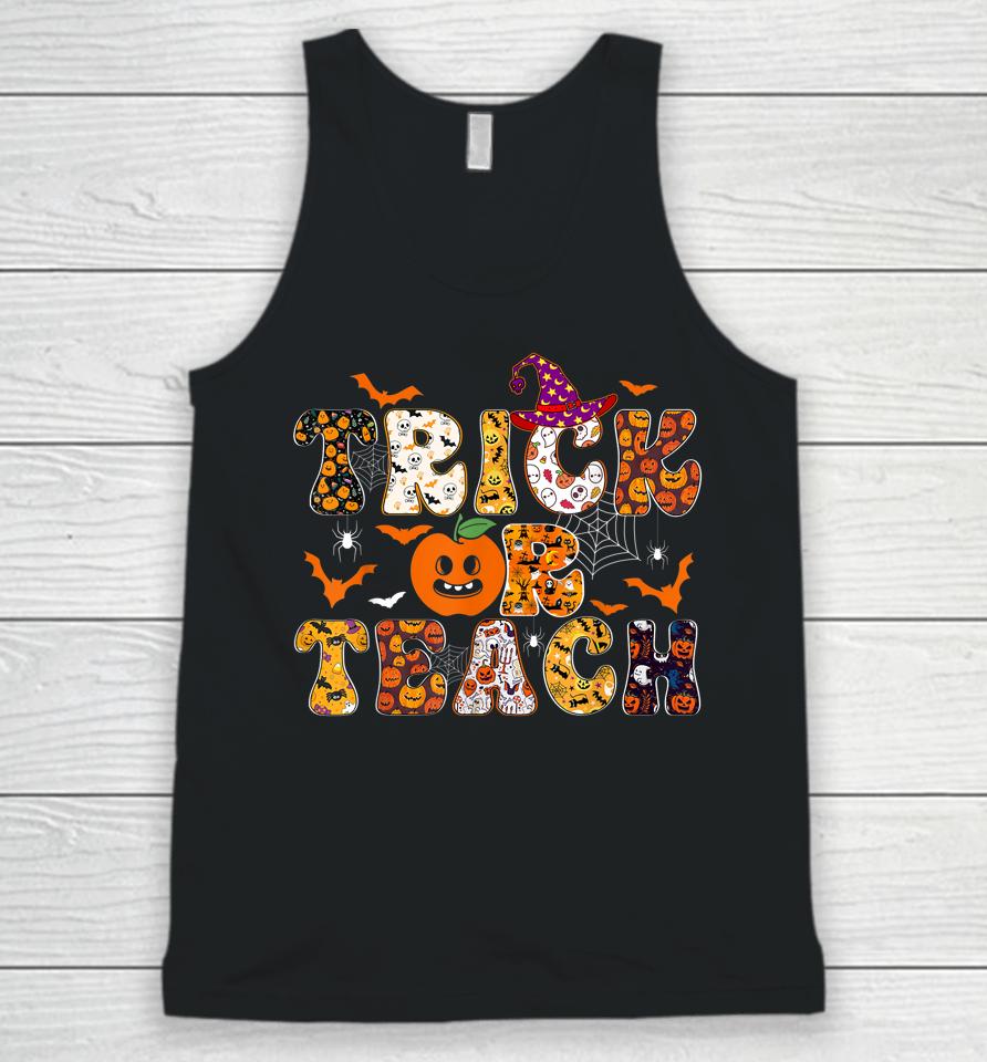 Trick Or Teach Funny Teacher Halloween Pumpkin Costume Unisex Tank Top