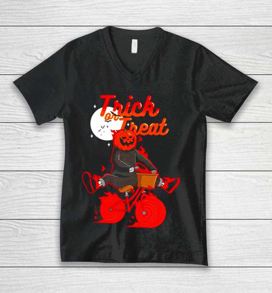 Trick Or Treat A Spooktacular Halloween Rideshirts Unisex V-Neck T-Shirt