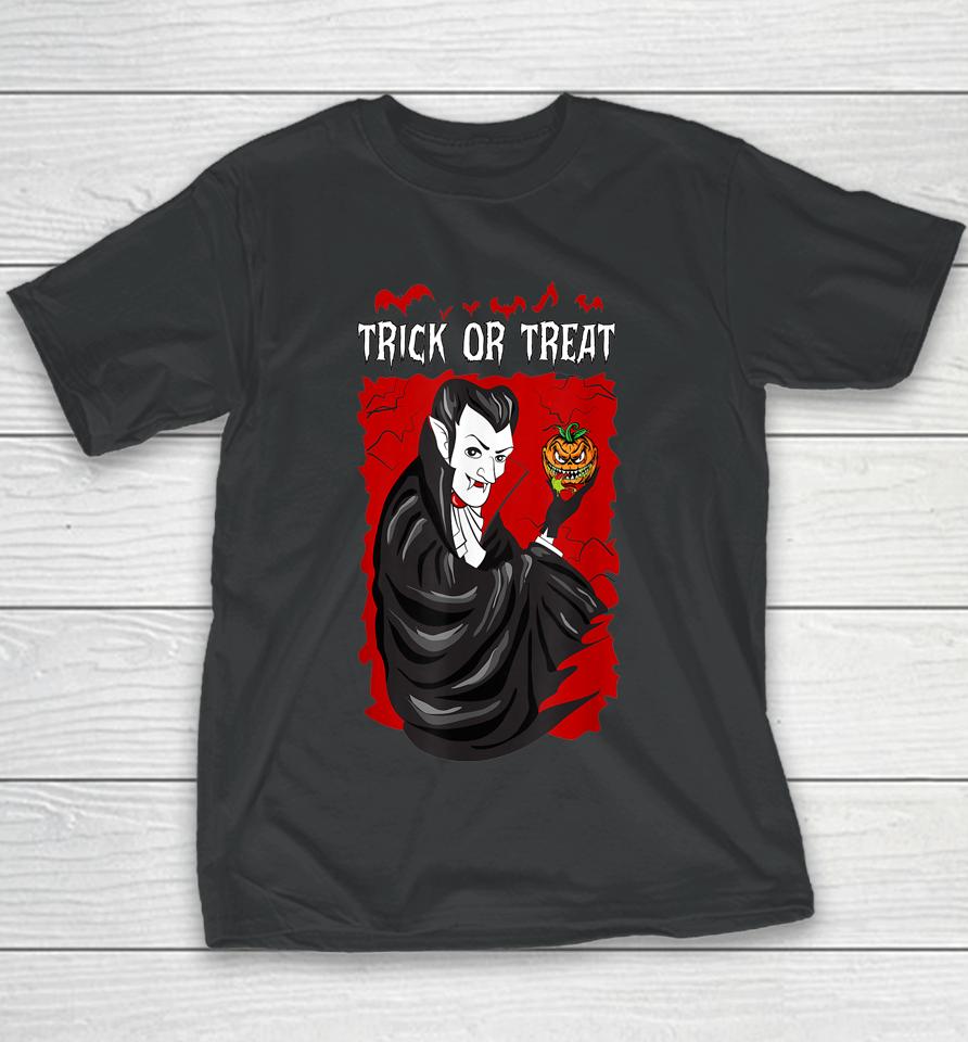Trick Or Treat Vampire Dracula Pumpkin Head Youth T-Shirt