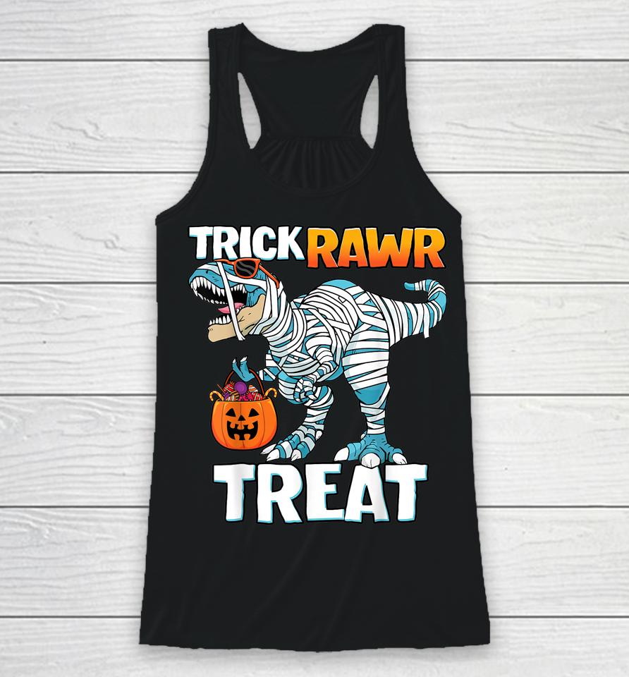 Trick Rawr Treat Halloween T-Rex Dinosaur Racerback Tank