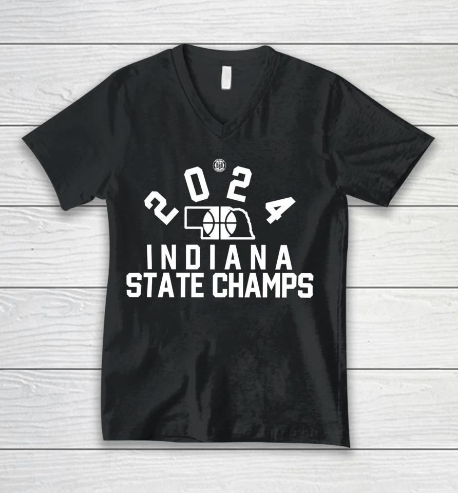 Triple B Bbbprinting Store 2024 Indiana State Champs Unisex V-Neck T-Shirt