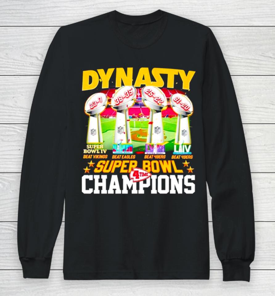 Trophies Dynasty Super Bowl Champions 4 Time Long Sleeve T-Shirt