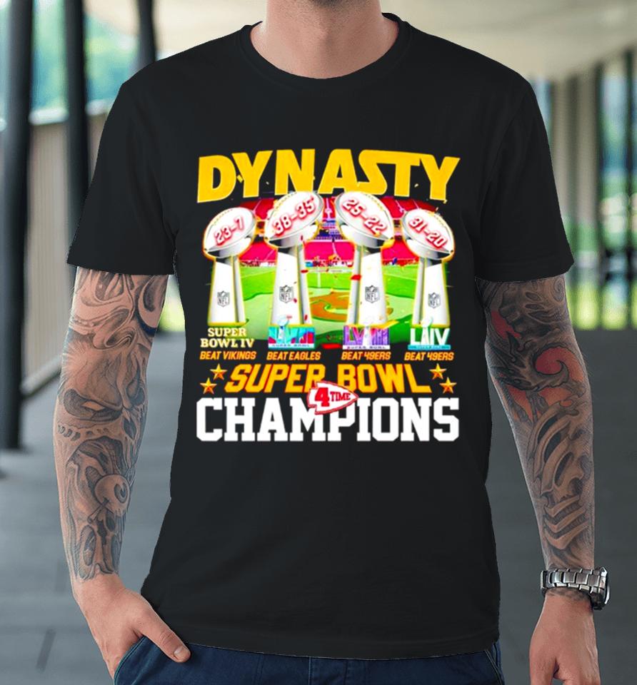 Trophies Dynasty Super Bowl Champions 4 Time Premium T-Shirt