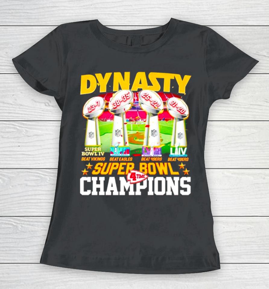 Trophies Dynasty Super Bowl Champions 4 Time Women T-Shirt