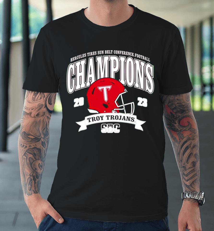 Troy Trojans 2023 Hercules Tires Sun Belt Conference Football Champions Premium T-Shirt