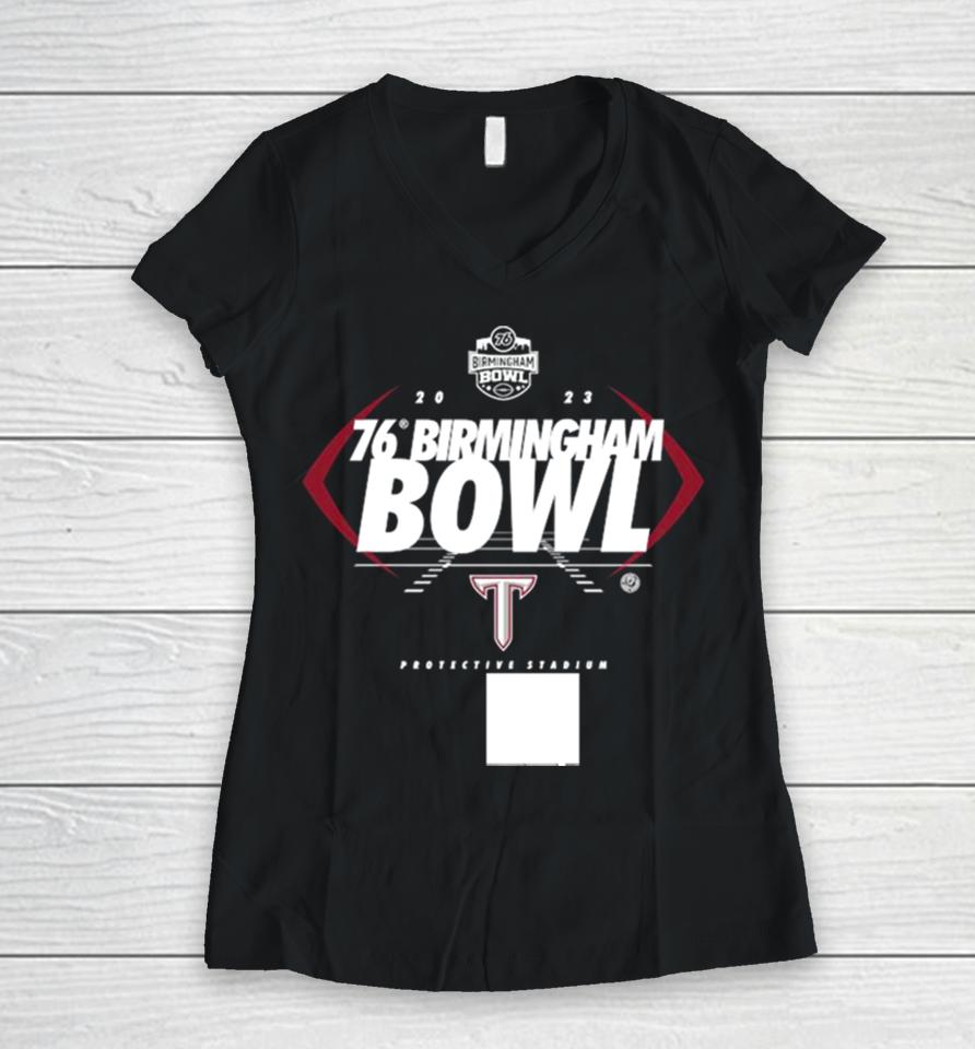 Troy Trojans 2023 Ticketsmarter Birmingham Bowl Graphic Women V-Neck T-Shirt