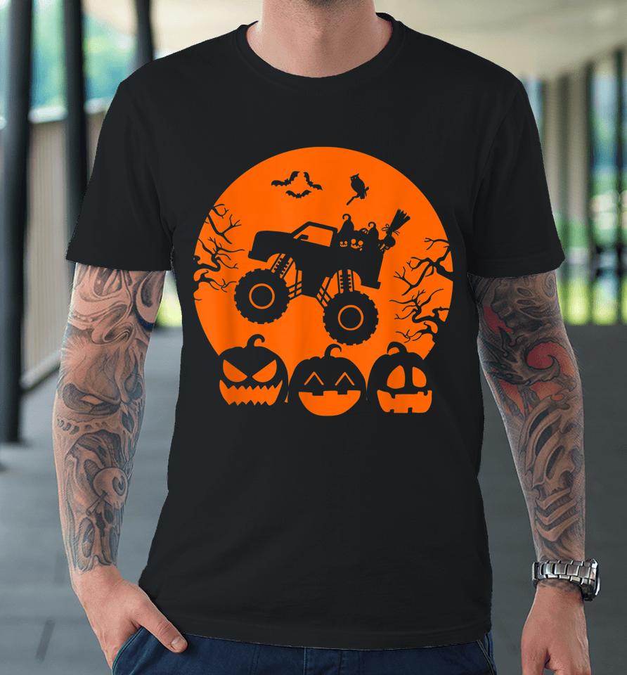 Truck Or Treat Skeleton Monster Truck Moon Candy Halloween Premium T-Shirt