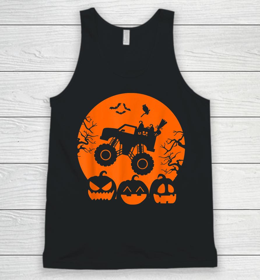 Truck Or Treat Skeleton Monster Truck Moon Candy Halloween Unisex Tank Top
