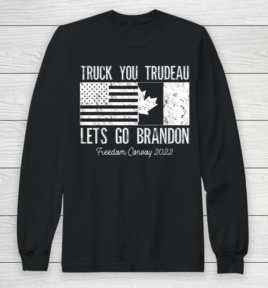 Truck You Trudeau Usa Canada Flag Truckers Vintage Long Sleeve T-Shirt