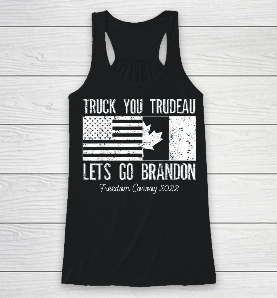 Truck You Trudeau Usa Canada Flag Truckers Vintage Racerback Tank