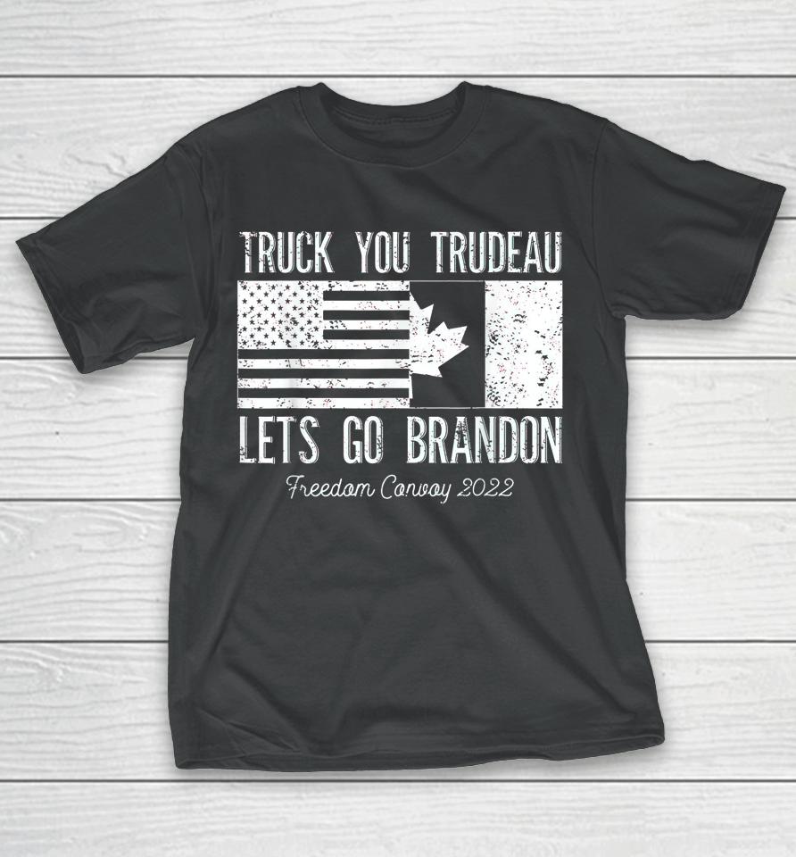 Truck You Trudeau Usa Canada Flag Truckers Vintage T-Shirt