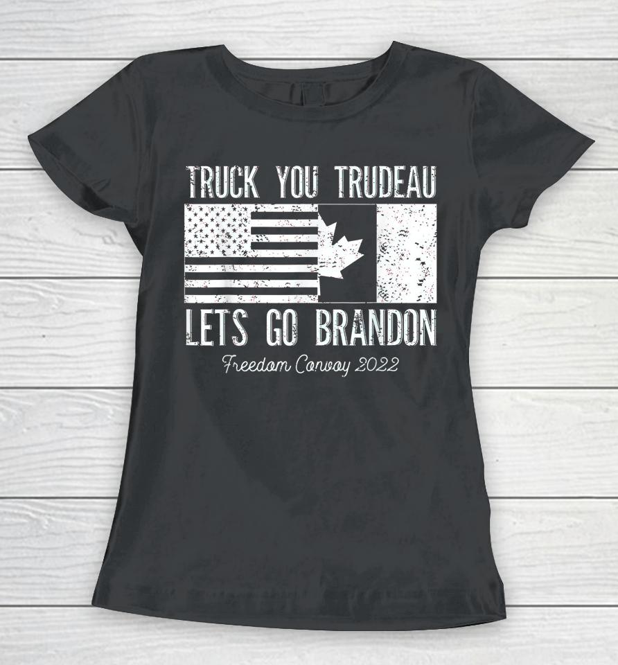 Truck You Trudeau Usa Canada Flag Truckers Vintage Women T-Shirt