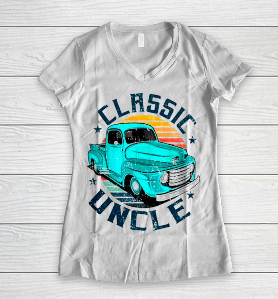 Trucker Classic Uncle Fathers Day Mens Vintage Women V-Neck T-Shirt