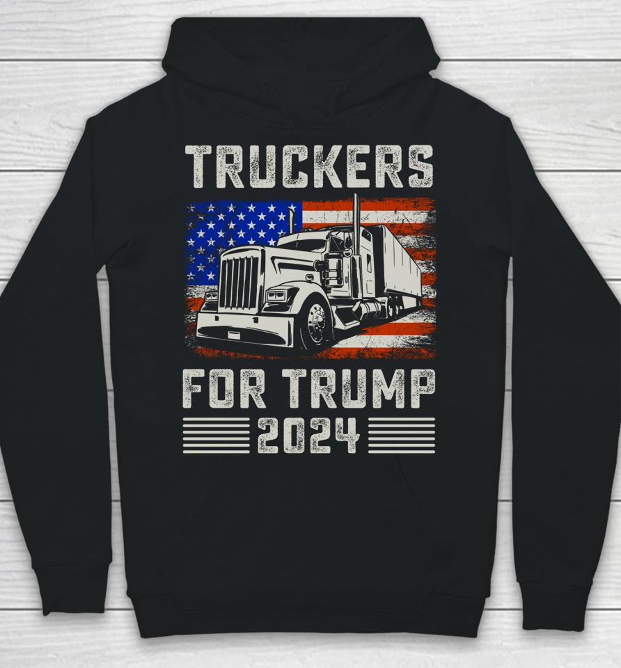 Truckers For Trump American Flag Shirt Trump 2024 Vintage Hoodie