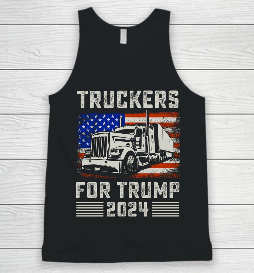 Truckers For Trump American Flag Shirt Trump 2024 Vintage Unisex Tank Top