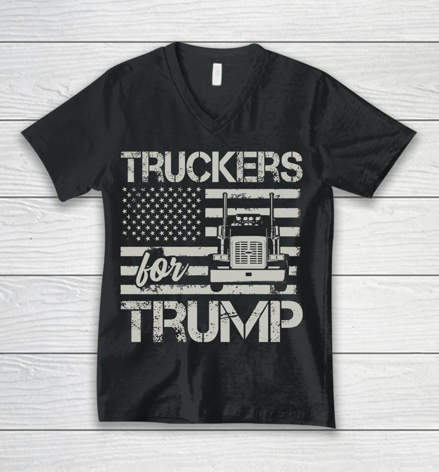 Truckers For Trump Unisex V-Neck T-Shirt