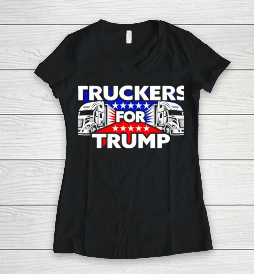 Truckers For Trump Usa Women V-Neck T-Shirt