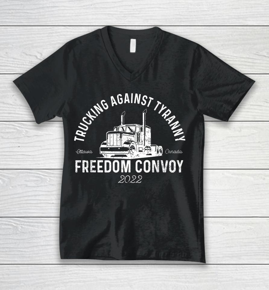 Trucking Against Tyranny Freedom Convoy 2022 Trucker Driver Unisex V-Neck T-Shirt