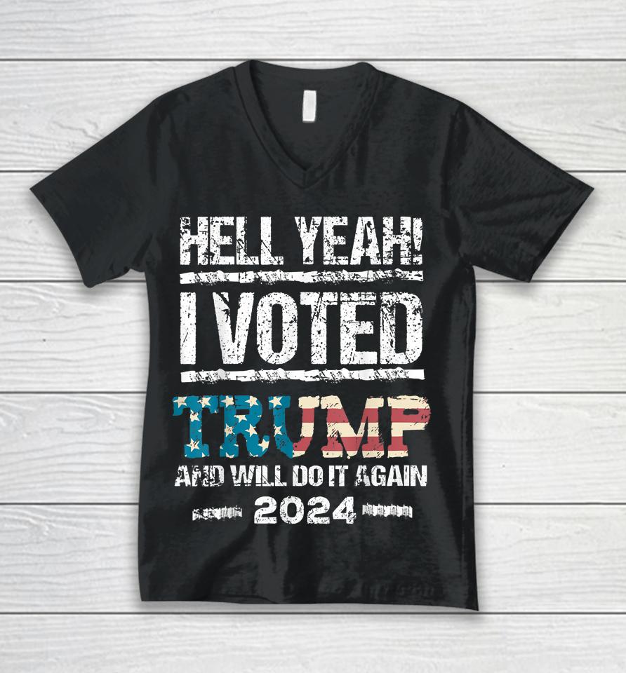 Trump 2024 I Voted Trump Flag Tee Maga Patriot Party 4Th Unisex V-Neck T-Shirt