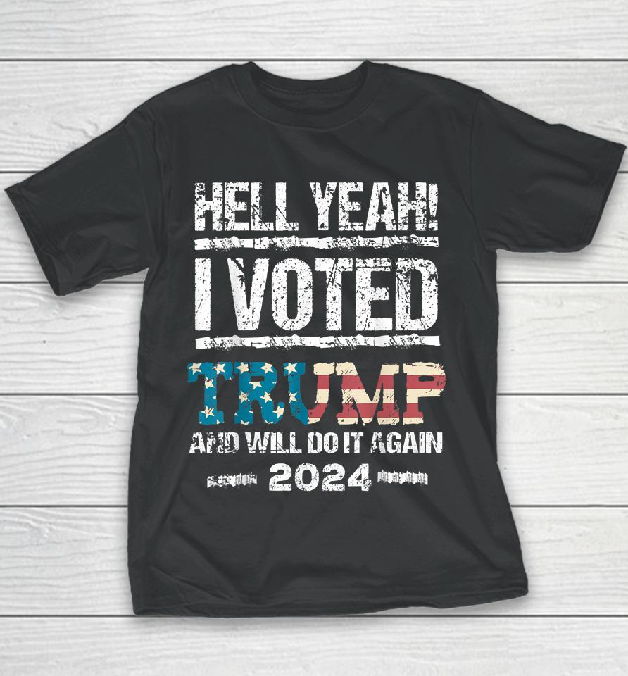 Trump 2024 I Voted Trump Flag Tee Maga Patriot Party 4Th Youth T-Shirt