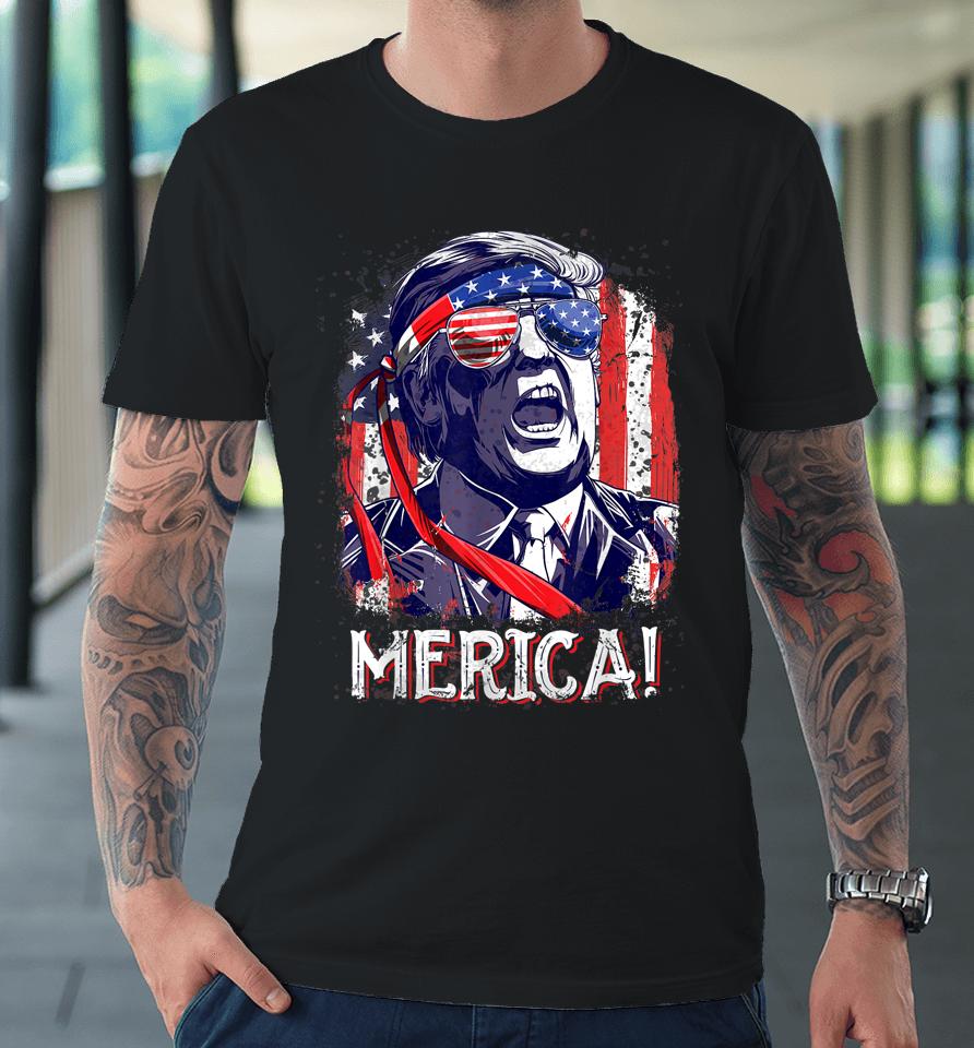 Trump 4Th Of July Merica Usa American Flag Vintage Premium T-Shirt