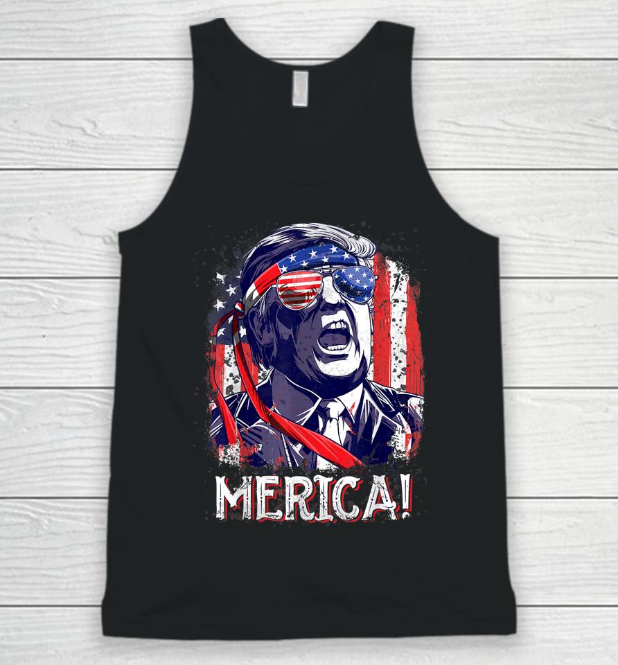 Trump 4Th Of July Merica Usa American Flag Vintage Unisex Tank Top