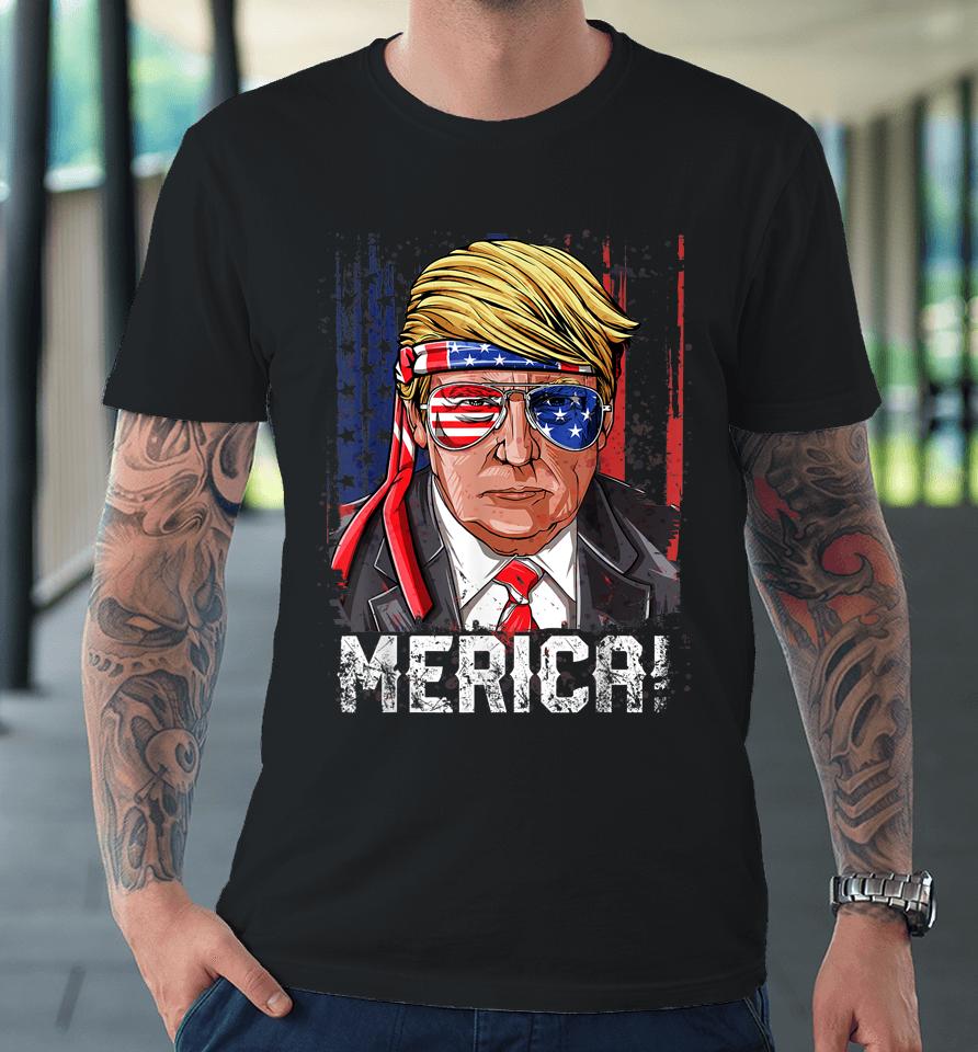 Trump 4Th Of July Merica Usa American Flag Vintage Premium T-Shirt