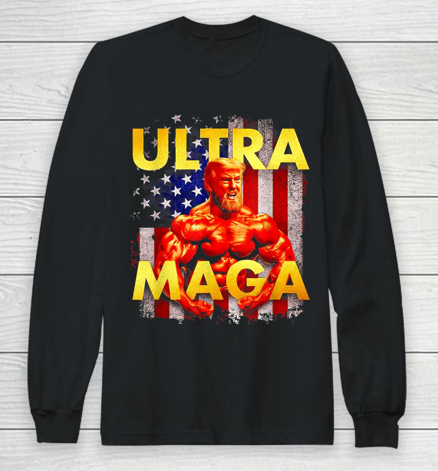 Trump Buff Ultra Maga American Flag Long Sleeve T-Shirt
