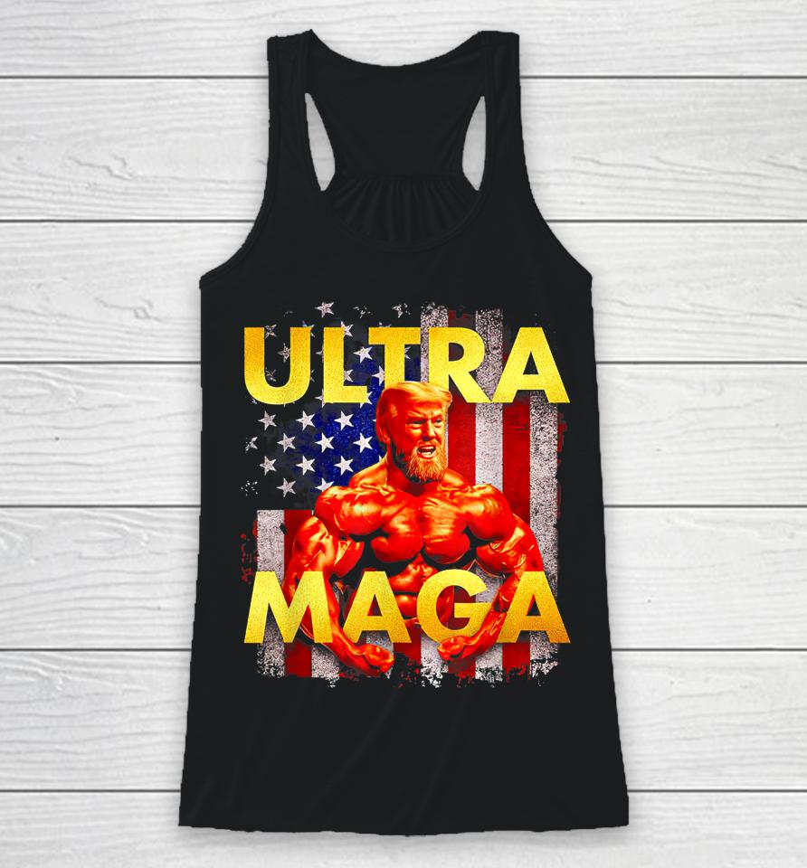 Trump Buff Ultra Maga American Flag Racerback Tank