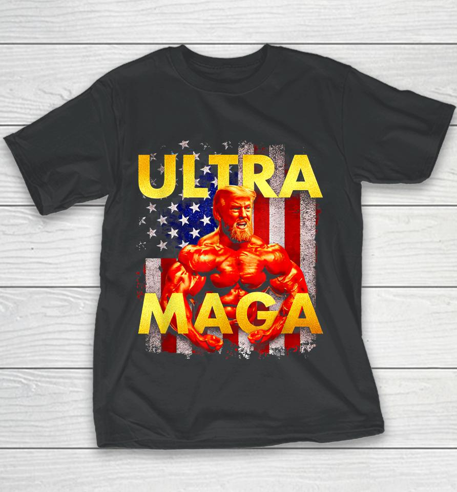 Trump Buff Ultra Maga American Flag Youth T-Shirt