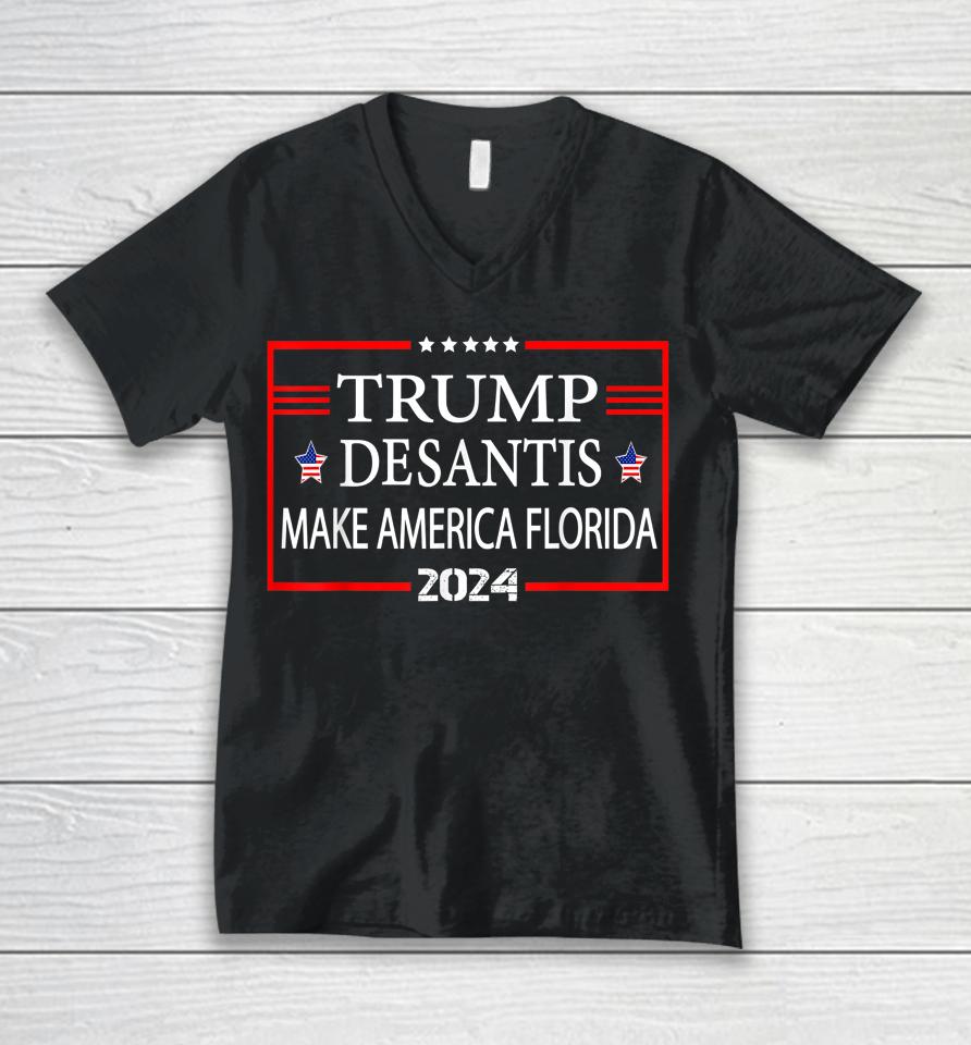 Trump Desantis 2024 Make America Florida Election Unisex V-Neck T-Shirt