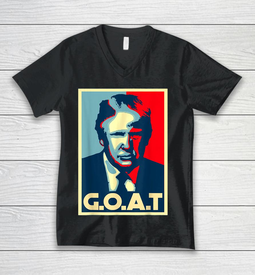 Trump Goat Middle Finger I'll Be Back Election 2024 Support Unisex V-Neck T-Shirt