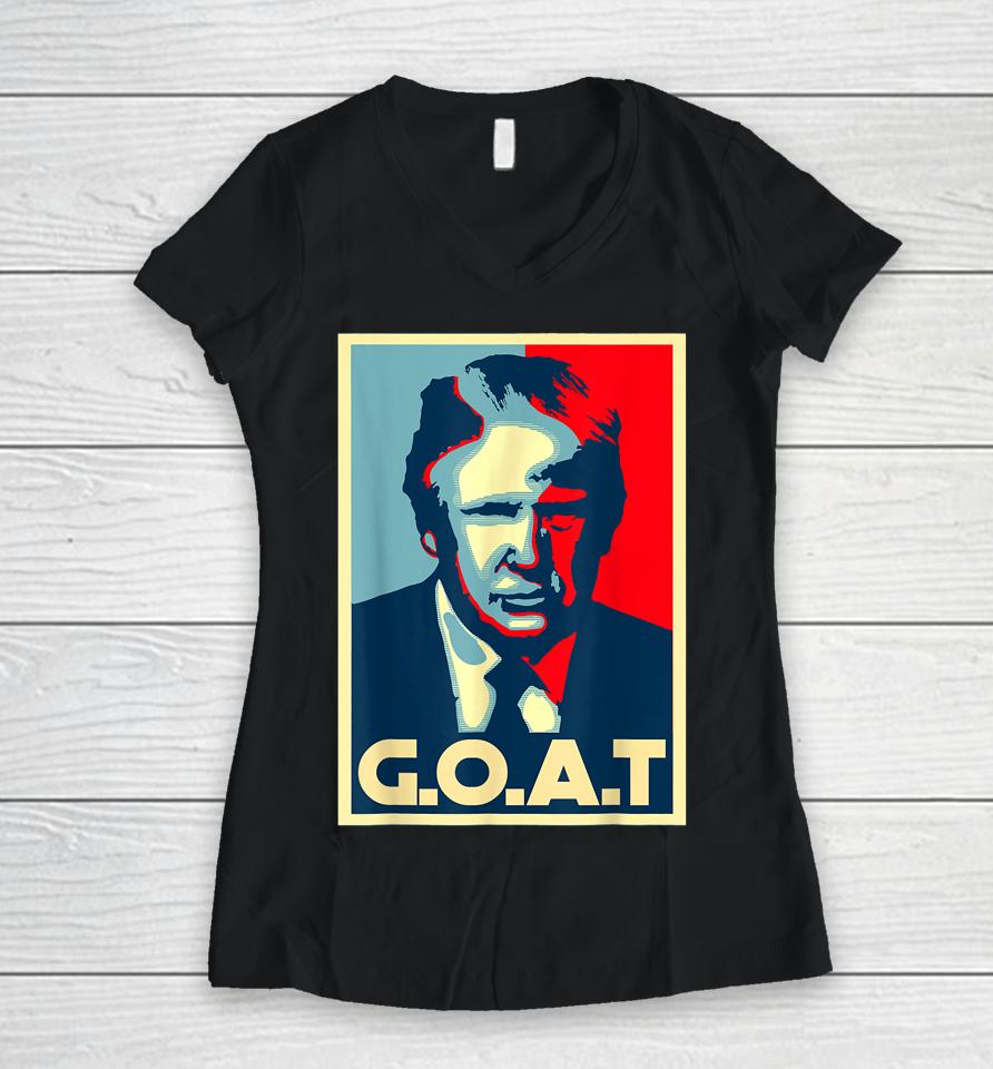 Trump Goat Middle Finger I'll Be Back Election 2024 Support Women V-Neck T-Shirt