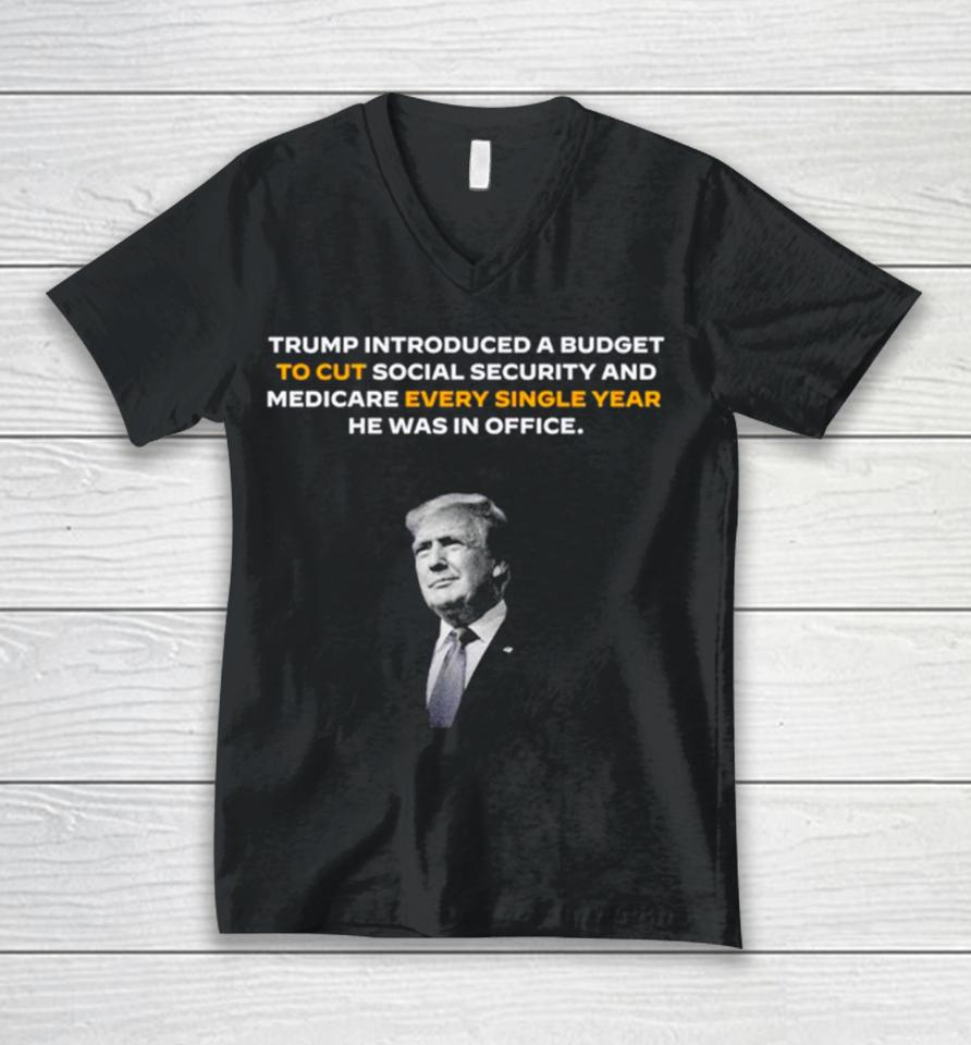 Trump Introduced A Budget To Cut Social Security Unisex V-Neck T-Shirt